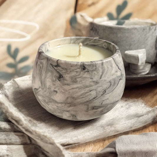 Small Handcrafted Jesmonite Soy Candle – Unique, Eco-Friendly Decor